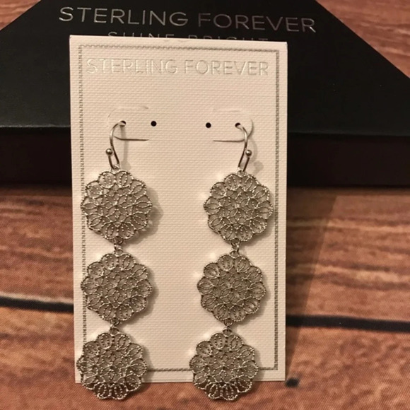 Sterling Forever Filigree Disk Dangle Earrings - Picture 4 of 7